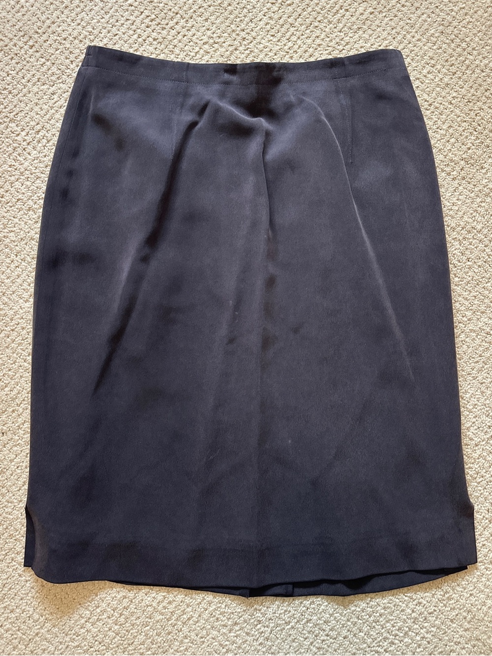VINTAGE Dana Buchman 100% Silk Charcoal Black Pencil Skirt Size 14